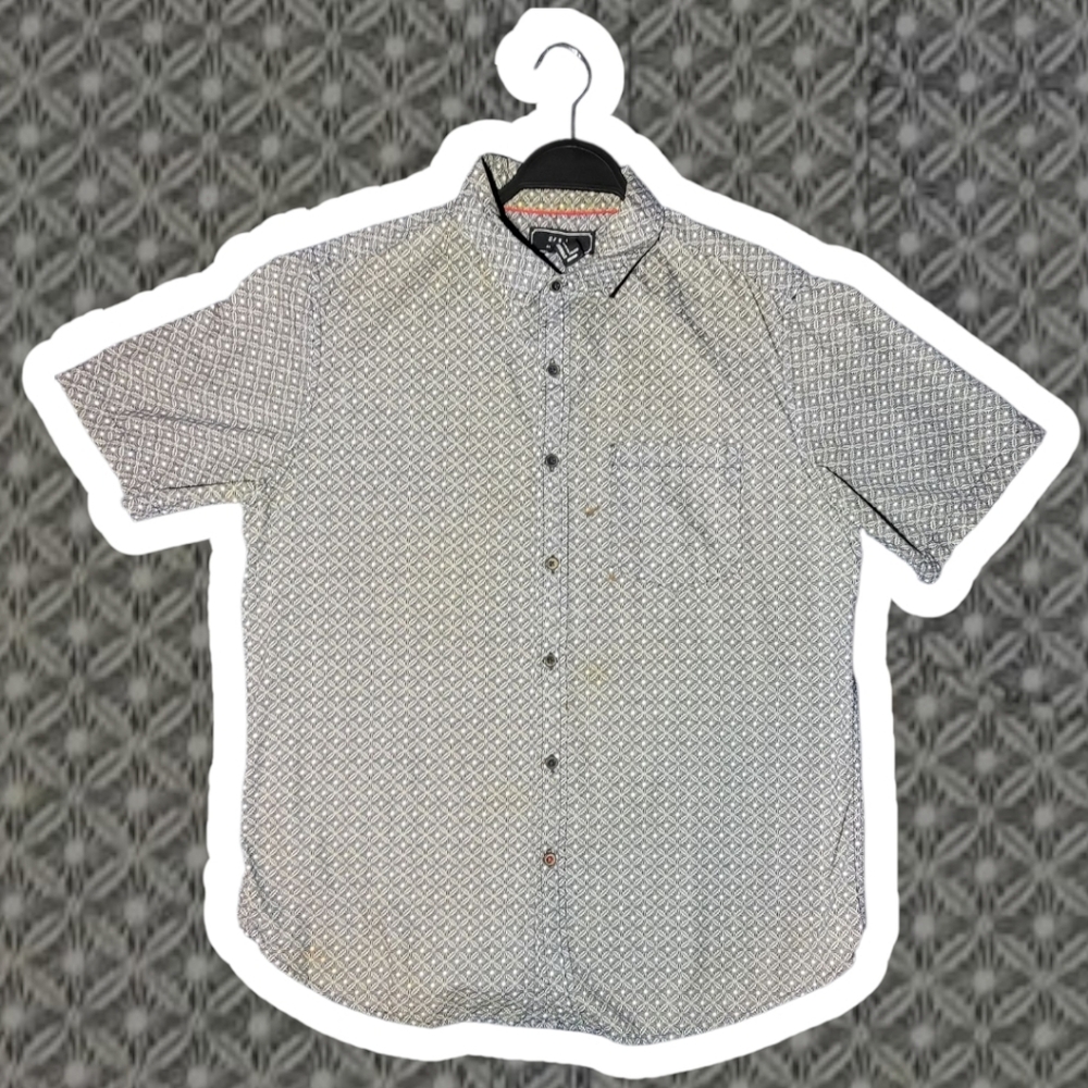 Forever 21 (21 MEN) Geometric Blue and White Button Up